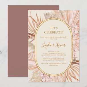Boho Tropisch Botanisch Dusty Roos Laten we vieren Kaart
