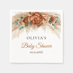 Boho tropisch terracotta bogundy Baby shower Servet