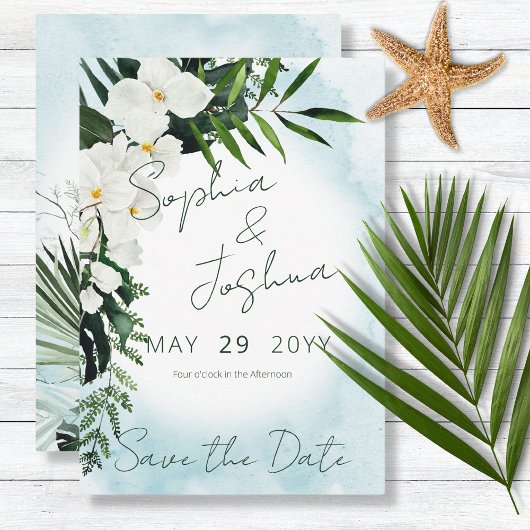 Boho Tropisch Water Waterverf Sparen de Datum Kaar Save The Date