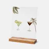 Boho Tropisch Watervast Zignature Drankjes Bruilof Acryl Bord (Hoek)