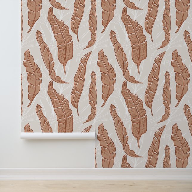 Boho tropische banaan bladeren print behang (Applicatie)