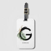 Boho Tropische Bladeren Letter G Monogram Bruidsme Bagagelabel (Voorkant (verticaal))