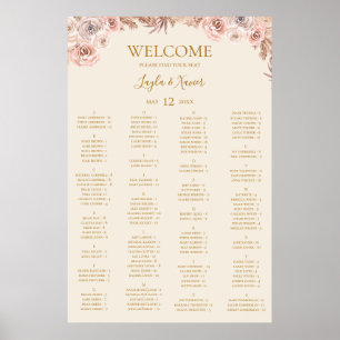 Boho Tropische Botanische Ivory Alfabetische Zitpl Poster