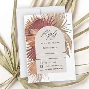 Boho Tropische Fan Palmen Bruiloft RSVP Kaartje