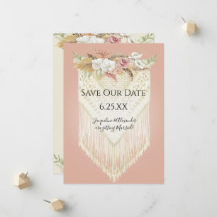 Boho Tropische Orchidee Pampas Gras Bloem Macrame Aankondiging
