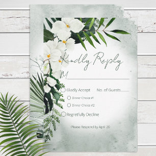 Boho Tropische Planten Waterverf Bruiloft RSVP Kaartje
