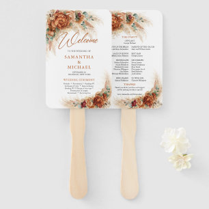 Boho tropische terracotta florale pampas bruiloft handwaaier