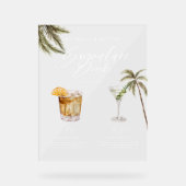 Boho Tropische Waterverf Handtekening Drinken Brui Acryl Bord (Voorkant)