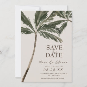 Boho Tropische waterverf Palm Tree Beach bruiloft Save The Date
