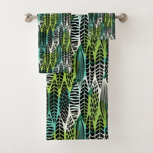 Boho Tropix Blues: Leaf Trellis Bad Handdoek (Insitu)