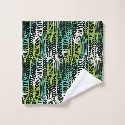 Boho Tropix Blues: Leaf Trellis Bad Handdoek (Wasdoekje)