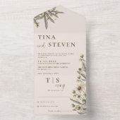 Boho Trouw Beige Botanisch All In One Uitnodiging (Binnen)