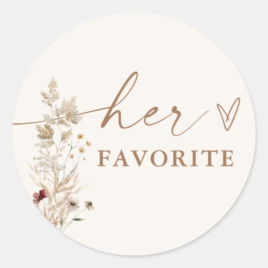 Boho Trouwfeest Favor Sticker | Modern Bloemen (Voorkant)