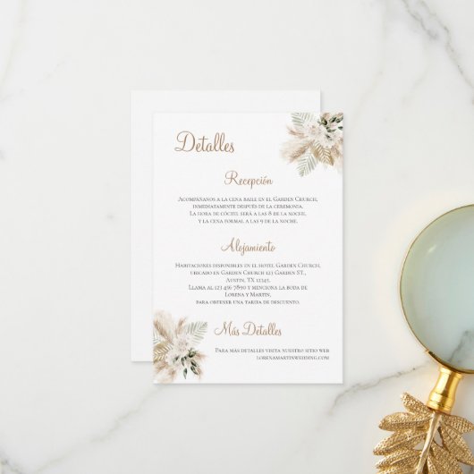Boho trouwgegevens in het Spaans Bedankkaart (Voorkant / Achterkant in situ)