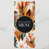 Boho Trouwmenu Kaart Tropisch Bloemmotief Terracot (Voorkant)