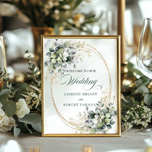 Boho Trouwtafel Welkomstbord Stof Groen Euc Poster