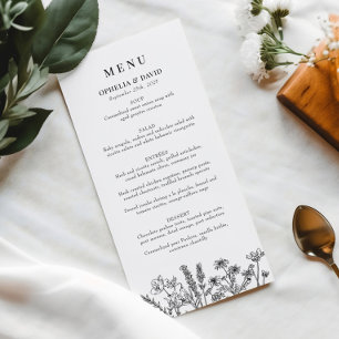 Boho Tuin Wilde Bloem Bruiloft Ontvangst Menu