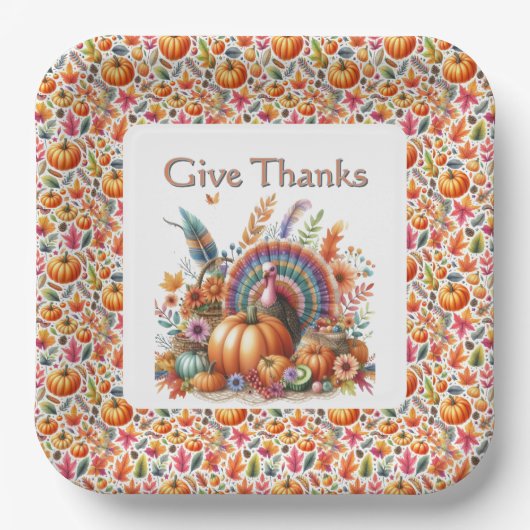 Boho Turkse Thanksgiving  Papieren Bordje (Voorkant)