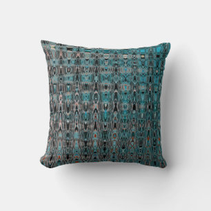 Boho Turquoise Black Gray Millefiori Zig Zag Kussen