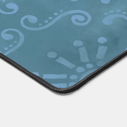 Boho Turquoise Blue Geometry Desk Mat et Nom perso (Coin)