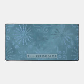 Boho Turquoise Blue Geometry Desk Mat et Nom perso (Recto)