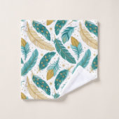Boho Turquoise et or plumes (Gant de toilette)