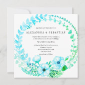 Boho Turquoise Floral Rustic Wedding Invitation (Voorkant)