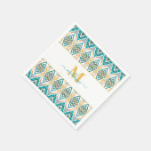 Boho Turquoise Mosterd Tribal Diamond Monogram Servet (Hoek)
