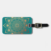 Boho Turquoise Peach Mandala Bagagelabel (Voorkant horizontaal)