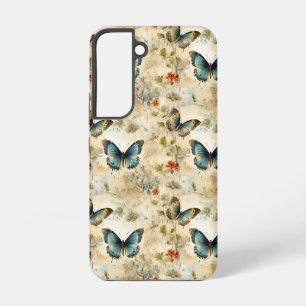 Boho Turquoise Vlinder Botanische Tuin Print Samsung Galaxy Hoesje