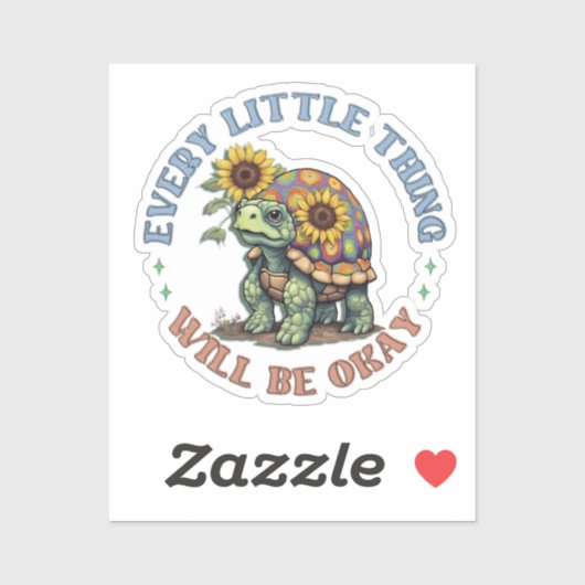 Boho Turtle Every little Thing positivity Hippie Sticker (Vel)