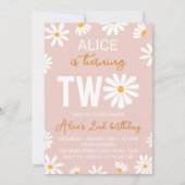Boho Twee Groovy Daisy 2e Verjaardag uitnodiging (Voorkant)