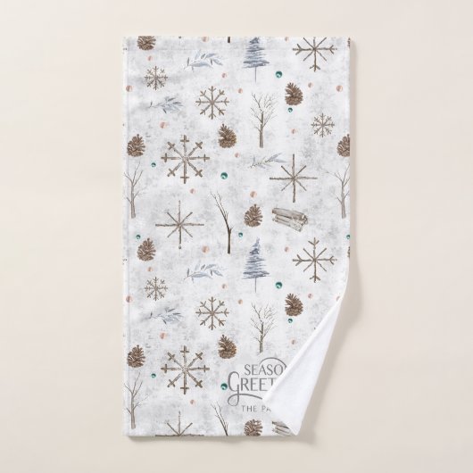 Boho Twigs & Pinecone Christmas ID986 (Serviette à main)