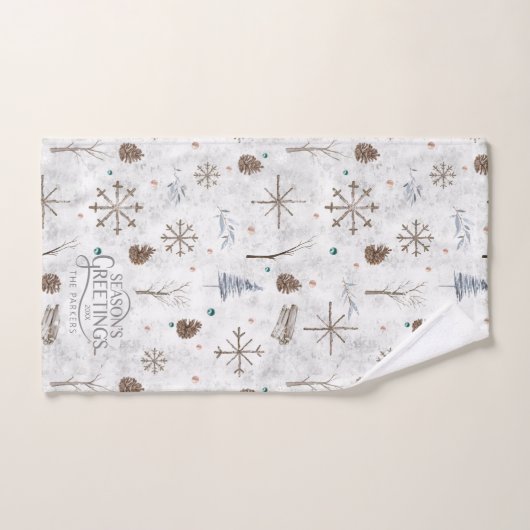 Boho Twigs & Pinecone Christmas ID986 (Serviette à main)