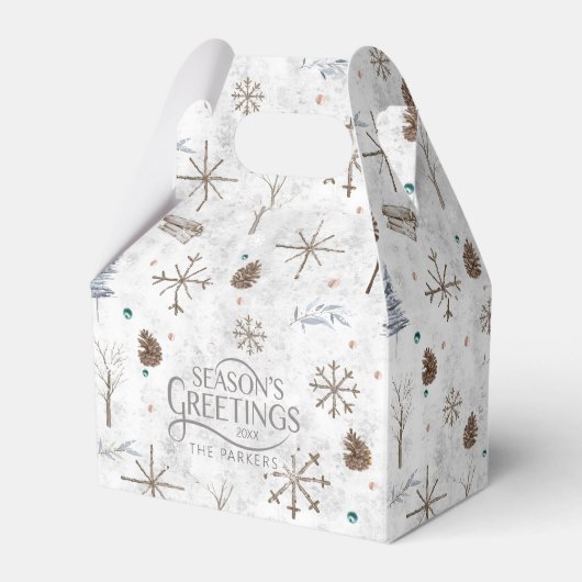 Boho Twigs & Pinecone Kerstmis ID986 Bedankdoosjes (Voorkant Zijde)