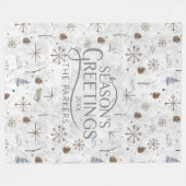 Boho Twigs & Pinecone Kerstmis ID986 Fleece Deken (Voorkant (Horizontaal))