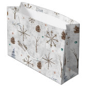 Boho Twigs & Pinecone Kerstmis ID986 Groot Cadeauzakje (Achterkant Gekanteld)