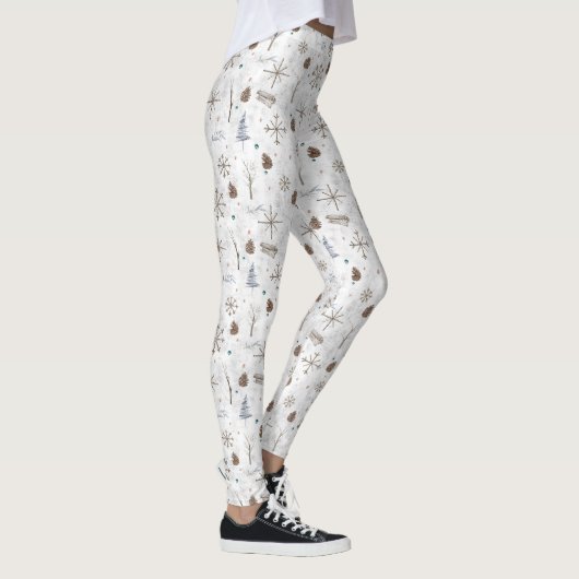 Boho Twigs & Pinecone Kerstmis ID986 Leggings (Rechts)