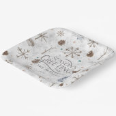 Boho Twigs & Pinecone Kerstmis ID986 Papieren Bordje (Gebogen)