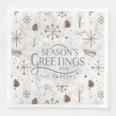 Boho Twigs & Pinecone Kerstmis ID986 Servet (Voorkant)