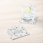 Boho Twigs & Pinecone Kerstmis ID986 Vierkante Kartonnen Onderzetter (Insitu)