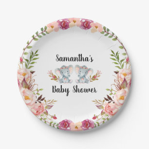 Boho Twin Elephant Baby shower Paper Bord