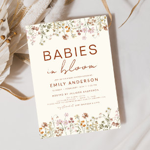 Boho Twins Wildflower Baby's in Bloom Baby shower Kaart