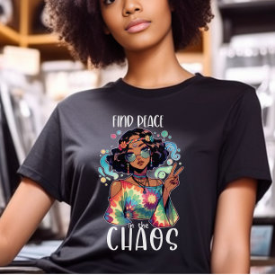 Boho Typografie T-shirt - Vrede vinden in de Chaos