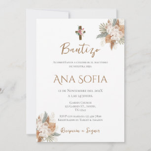 Boho uitnodiging Spaanse doop meisje