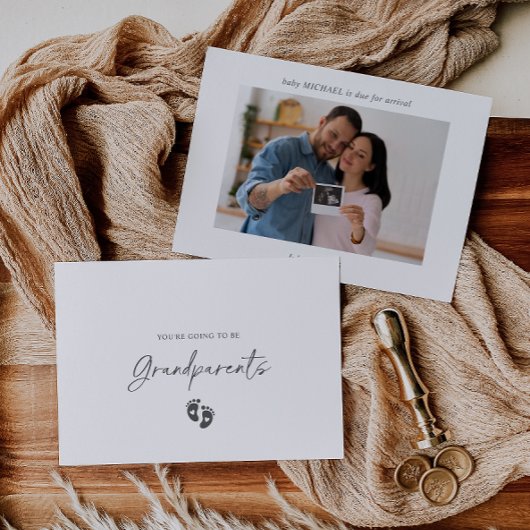 Boho Ultrasound Photo Pregnancy Announcement Card Kaart