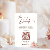 Boho Umber Floral QR Code Trouwdetails Kaart