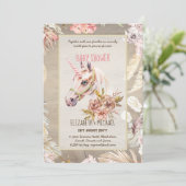 BOHO UNICORN Baby Shower Invitations Aquarelle (Debout devant)