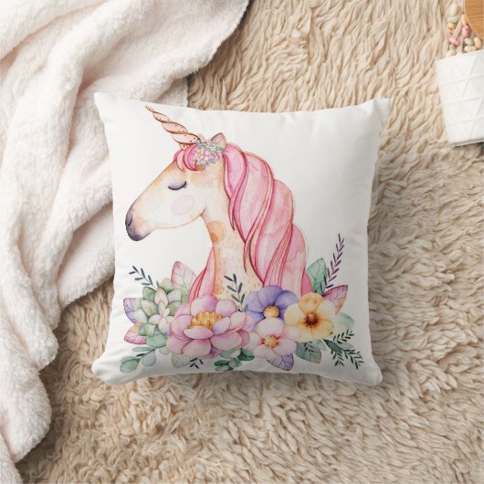 Boho Unicorn Face Floral Baby Girl Neursery Pillow Kussen (Deken)