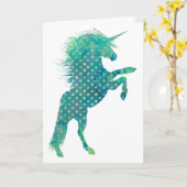  Boho Unicorn in Shades of Blue,Moederdag Kaart (Gele Bloem)